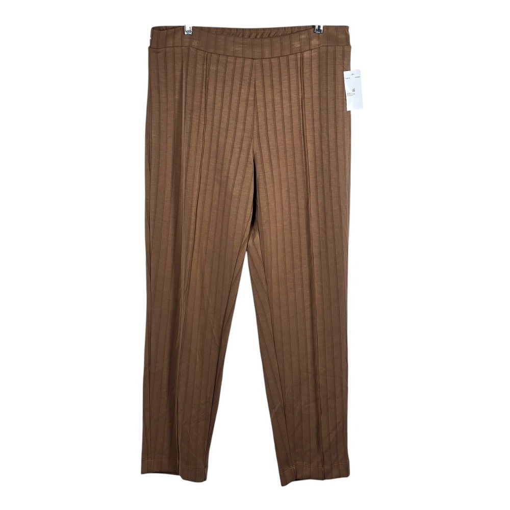 Magaschoni Womens Ribbed Knit Pull On Pants Hazelnut Brown‎ Large Casual NEW